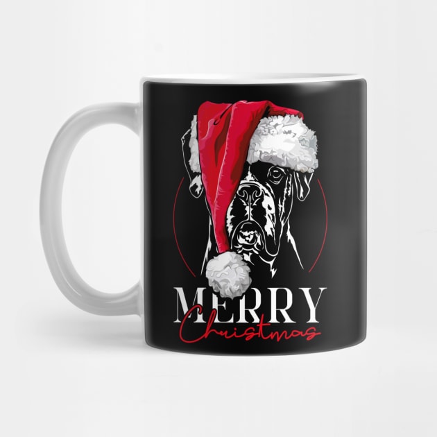 Santa Boxer Dog Merry Christmas dog by wilsigns